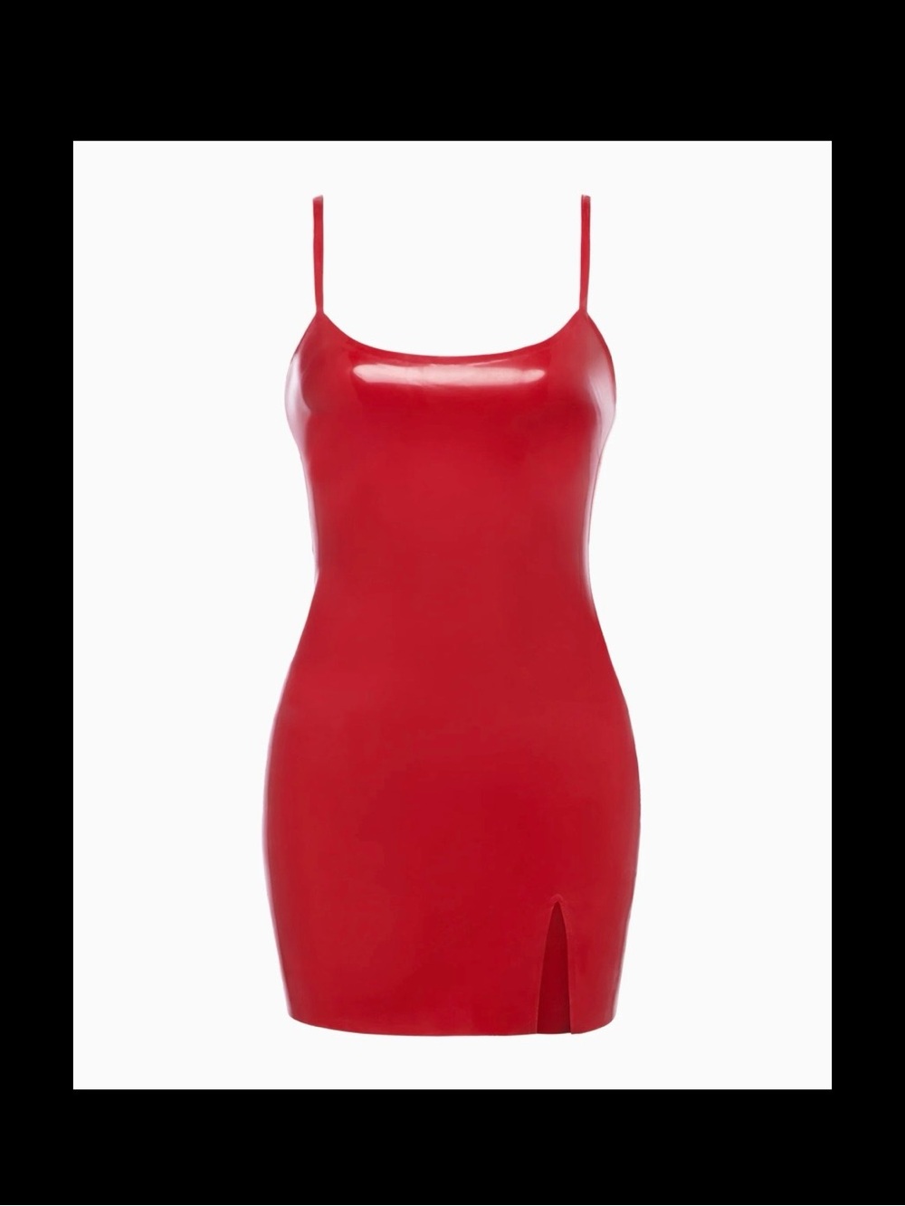 KHY Red Spaghetti Strap Mini Dress with Front Slit